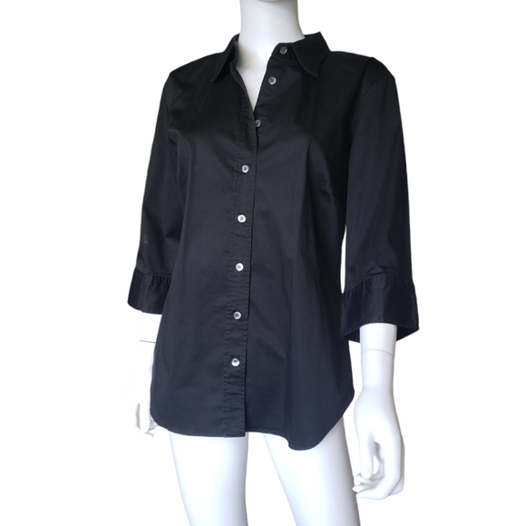 Bitten By Sarah Jessica Black Button Down Collared Shirt Women’s Size XL - Picture 3 of 10